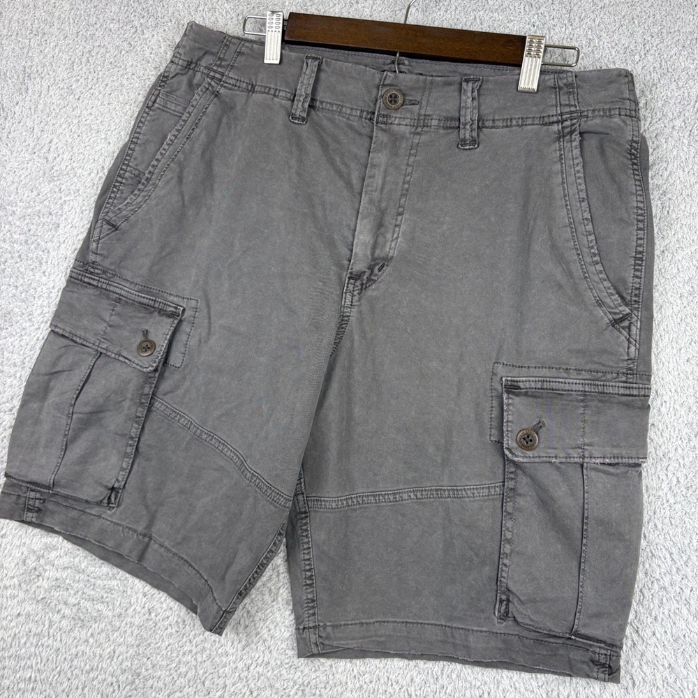 American Eagle Cargo Shorts Mens 34 Gray Flex Cotton Utility Stretch Workwear